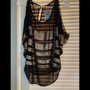 Bebe side drape sequin top size S